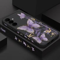 Dėklas Samsung Galaxy S24 S25 S26 Ultra S23 S22 Ultra S21 S20 FE Drugelio Bambuko Rašto dėklas su Dirželiu Samsung A56 A17 A26 A16 A36 A55 A54 A15 Samsung Galaxy S25 FE juoda
