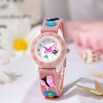 Butterfly Cartoon Quartz Watch Digital Silicone Strap Gift Watch For Children One Size chaki