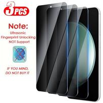 3 vnt. pirštų atspaudų atrakinimo privatumo grūdintas stiklas, skirtas Samsung Galaxy S26 S25 S24 Ultra S23 S22 S21 Plus Note 20, ekrano apsauga, pilnas padengimas, apsaugantis nuo šnipinėjimo Galaxy S25 FE
