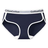 Girls Spring and Autumn New Sexy Pure Cotton Antibacterial Crotch No Trace Breathable Waist Triangle Briefs M tamsiai mėlyna spalva