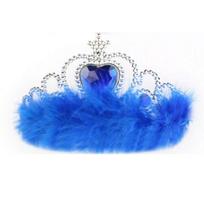 Pasakų princesės karūnos plunksnų galvos juostos gimtadieniui, vestuvėms, princesės cosplay karališkos mėlynos spalvos