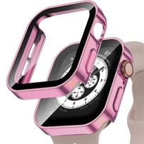 Galvanizuotas ekrano apsauginis dėklas Apple Watch 46 42 45 41 44 40mm  Atsparus vandeniui dėklas+Stiklas iWatch 11 10 9 8 7 6 5 4 SE Series 4 5 6 SE 40mm rožinė