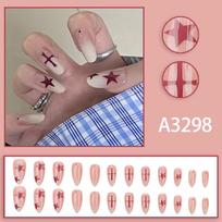 Gradient Star Sweet Press-On Nails - Cool, Spicy, and Chic for Autumn/Winter gray