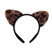 Leopardo rašto katės ausų lankelis Cosplay kostiumo plaukų lankelis Maskaradų galvos apdangalas moterims ir mergaitėms Veido prausimo plaukų lankelis 1 tamsiai ruda spalva