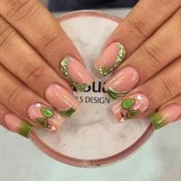 French Fake Nials Yellow Flowers Press on Nails Fashion False Nails  Women Girls W1111