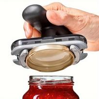 1 vnt. reguliuojamas daugiafunkcis butelių ir stiklainių atidarytuvas, lengvai laikomas rankinis virtuvės įrankis, patvarus ABS medžiagos stiklainių atidarytuvas virtuvei 1pc juoda