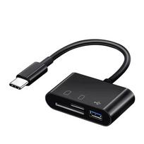 3 viename C tipo SD TF kortelių skaitytuvas Micro SD išmaniosios atminties kortelių skaitytuvas skirtas IOS Android serijai OTG įrašymo įrenginys Compact Flash without TF Card juoda