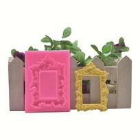 Vintage Embossed Frame Silicone Fondant Icing Mould Wedding Cake  Decoration rožinė