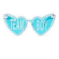 New Inlaid Pearl Heart-Shaped Gender Reveal Party Glasses ežero mėlyna spalva