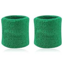 2Pcs Sports Wristband Solid Color Absorbent Wrist Wrap Cotton Breathable Quick Dry Sweatband for Tennis Badminton žalia