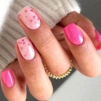 24 Pieces Press on Nail Flower False Nail Full Cover Stick on Nail Short Square Manicure Nail Art For Various Occasion 1