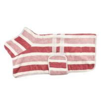 Quick-Drying Dog Bathrobe Striped Dog Wrap Towel with Belly Band Super Absorbent Pet Grooming Towel Robe for Dogs After Bath Machine Washable XXS rožinė