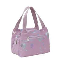 Letter Print Lunch Bag Waterproof Lunch Tote Reusable Lunch Carrier Box Bag for Women Men Commuting Camping Picnic violetinė