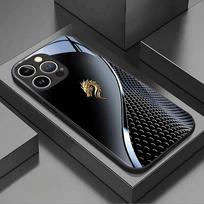 Juodas Sidabrinis Auksinis Drakono Galvos Raštas Stiklinis Telefono Dangtelis iPhone 17 16 15 Pro Max 14 13 12 11 16E 17Air 7 8 Plus XR XS X iPhone 14 Plus