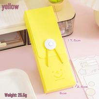 Creative Smile Korean Pencil Box - Cute Candy Color Plastic Stationery Case with Buckle Closure geltona