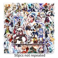 50PCS Genshin Impact Game Card Stickers: Trendy Personalized Graffiti for Luggage, Laptop, and Car Decoration