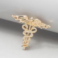High-End Men's Vintage Scepter Wing Lapel Pin auksas