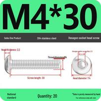 304 Stainless Steel Pan, Half, and Round Head Hexagon Screws (M2-M12)