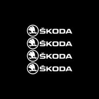 LQLT3 4PCS Car Emblem Exterior Sticker Decal Decoration For Skoda Octavia Rapid Fabia Superb Kodiaq Scala Karoq Kamiq VRS Yeti S VII sidabro baltos spalvos