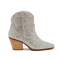 Vakarų kaubojiški batai Madingi moteriški ankle boots Blizgantys Bling Blizgūs Trend Aukštakulniai Batai 36