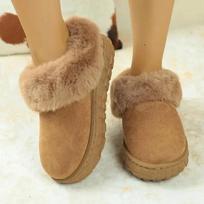Women's Thick Bottom Fur Lined Winter Snow Boots Rubber Upgraded Version Warm Cotton Shoes Leather And Fur Integrated Bread Cott 36 chaki