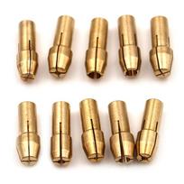 10 vnt. mini gręžimo griebtuvų adapteris 0,5–3,2 mm „Dremel“ mini griebtuvų griebtuvo adapteris, žalvario mikro įvorė, skirtas elektriniam rotaciniam įrankiui auksas