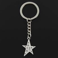 Madingas raktų pakabukas 28x21mm Žvaigždė Pentagram Pakabukai „Pasidaryk pats“ Vyriški papuošalai Automobilio raktų pakabuko žiedo laikiklis Suvenyras dovanai balta