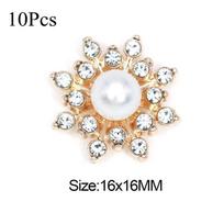 10 vnt. Snaigė Kabošonas Metalinis pagrindas Strass Blizgučiai Kalnų krištolas Sagos drabužiams Batai Krepšiai Priedai „Pasidaryk pats“ amatai 16*16MM Pearl auksas
