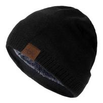 Unisex žieminės kepurės Vienspalvės megztos kepurės vyrams ir moterims lauke Prideda kailinį pamušalą Beanie kepuraitė 54cm-60cm juoda