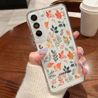 Saulėgrąžų telefono dėklas, skirtas Samsung Galaxy S24 Plus A25 S23 S21FE S22 A54 A52 A35 A15 A33 5G objektyvo apsauga, lapai spaudai, silikoninis skaidrus minkštas dangtelis Samsung S25
