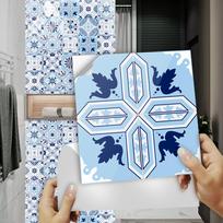 10 vnt Šviesiai mėlynų gėlių plytelių lipdukas Virtuvės Backsplash Aliejui atsparus vonios kambarys Neperšlampamas namų dekoras Sienų lipdukai Peel Stick Meno tapetai 10cmX10cmX10pcs