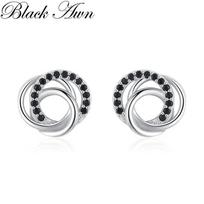 Juoda Awn Black Stone Juvelyriniai auskarai moterims