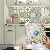 10vnt Boho virtuvės plytelių lipdukas, vinilo Backsplash Bohemian DIY lipdukas vandeniui atsparus vonios kambario sienų lipdukas svetainei 10cmX10cmX10pcs