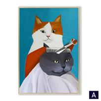Animacinis filmas Mielas katinas Šiuolaikiniai plakatai Juokingi šunų kirpimai Spaudiniai drobės tapyba Sieninis paveikslas svetainei Vaikų miegamojo namų dekoras 21cm×30cm NoFrame