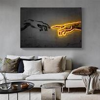 Klasikinio sienų meno drobės Adomo tapybos HD spaudinių kūrimas Neoninės šviesos Šiuolaikiniai plakatai Cuadros Modular Pictures Namų dekoras 20x30cm gray