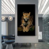 Leopardo tapyba ant drobės Didelės katės plakatai ir spaudiniai Gyvūnų sienų paveikslas Rankomis atspausdintas Sienų menas svetainės įėjimo dekorui 20cm×40cm NoFrame
