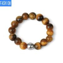 4 mm natūralaus akmens elastinės stygos karoliukų žiedas, reguliuojamas nišinis asmenybės žiedas Tiger-Eye