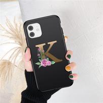 Auksinė pradinė raidė AZ rožių gėlių dėklas, skirtas iPhone 12 11 Pro Max 7 8 Plus Mini XS Max X Miela minkšto viršelio dovana merginai iPhone 7 or 8