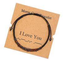 Madingos pintos apyrankės Morzės kodo poros Apyrankės vyrams ir moterims I love you beige