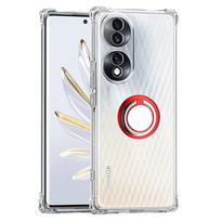 Minkštas skaidrus žiedo laikiklis telefono dėklas Huawei Honor 90 Lite 80 SE 70 Pro Plus 60 50 SE X8 X7 X9 Y70 Y60 oro pagalvės smūgiams atsparus TPU dėklas Nova Y60 raudona