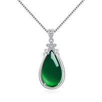 Crystal Flower Waterdrop Jade Pakabukas Sidabrinė grandinėlė Kaklo papuošalai Moterims Dovana