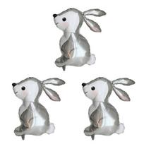 3vnt Triušio balionas Animacinis filmas gyvūnas ilgos ausys pripučiama aliuminio folija Linksmų Velykų vakarėlis Mielas zuikio balionas namų dekoras dovanoms Rabbit gray