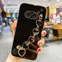 „Nothing Phone 2A“ madingas dengimas, meilės širdelės formos apyrankės grandinėlės telefono dėklas, skirtas „Nothing Phone 2A 2 1“ minkštam silikoniniam smūgiams atspariam galiniam dangteliui. Nothing Phone 2A juoda