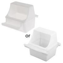 Parakeet Food Dispenser No Mess Parrot Plastic Feeder with Perch Cockatiel Cage Accessories Feeding Supplies for Conure white