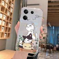 Marmurinės katės gėlių raštais minkštas skaidrus silikoninis telefono dėklas skirtas Xiaomi Redmi Note 13 Pro 13C fotoaparato smūgiams atsparus apsauginis guminis buferio dangtelis Redmi Note 11 Pro 5G white