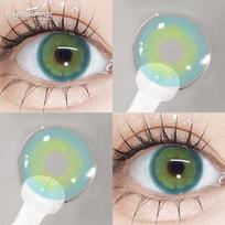 Eyeshare 1 pora žalių kontaktinių lęšių akims, grožiui, vyzdžių lęšiai, akis 14,2 mm, metinis naudojimas, mada, mėlyni spalvoti kontaktiniai lęšiai, žali