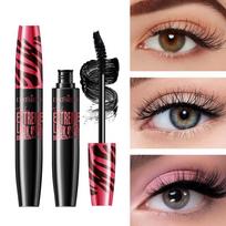 Leopard Mascara Silk Fiber Black Mascara Waterproof Long Lasting Extension Eyelashes Lengthening Curling Mascara Black Eyelash Makeup Cosmetic black