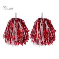 2 vnt. „Cheerleader Pom Poms“ metalinės folijos „Cheerleader Pom Poms“ rankų gėlės su rankena, skirtos sporto varžybų šventėms gray