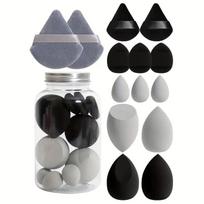 14 vnt. Makeup Sponge Blender Beauty Egg makiažo pagrindo kempinės su laikymo buteliuko pudros pūstukais Kosmetikos pūstų makiažo priedai juoda