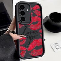 Skirta Samsung S25 S22 Ultra Plus S24 S23 S21 S20 Fe A16 A15 A55 A35 A54 A56 A36 A56 A17 A37 A57 S56 Atsparus smūgiams Lūpų bučinio Silikoninis Minkštas Apsaugantis nuo kritimo Dangtelis Samsung S25 juoda